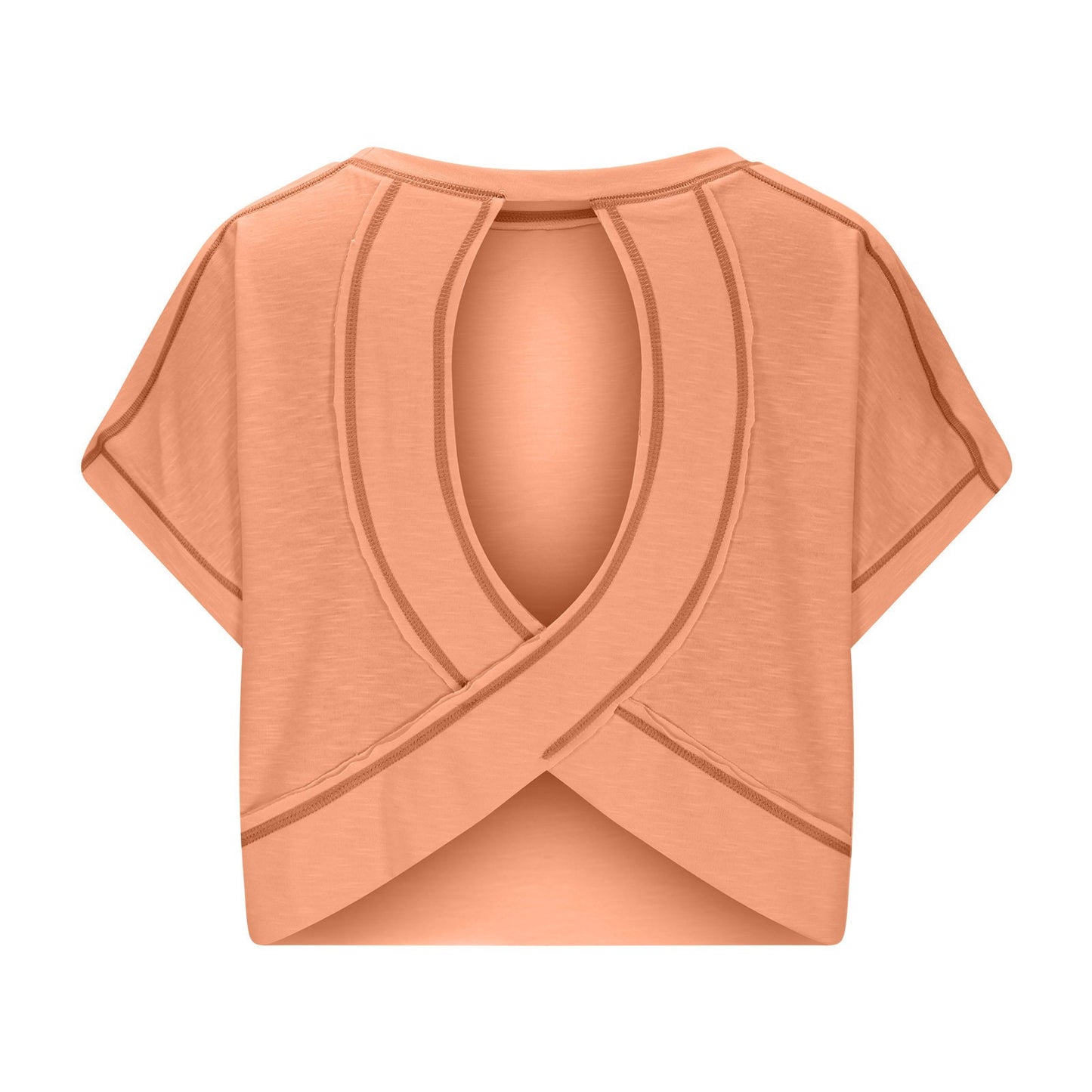Women's Open Back Crop Top - Oversized Stretch Tee for Yoga & Street