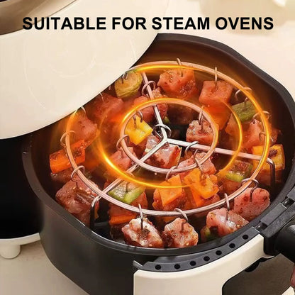 Air Fryer Skewer Rack Set with 24 Skewers — Perfect Sync-Cooked BBQ & Air Fry Meals