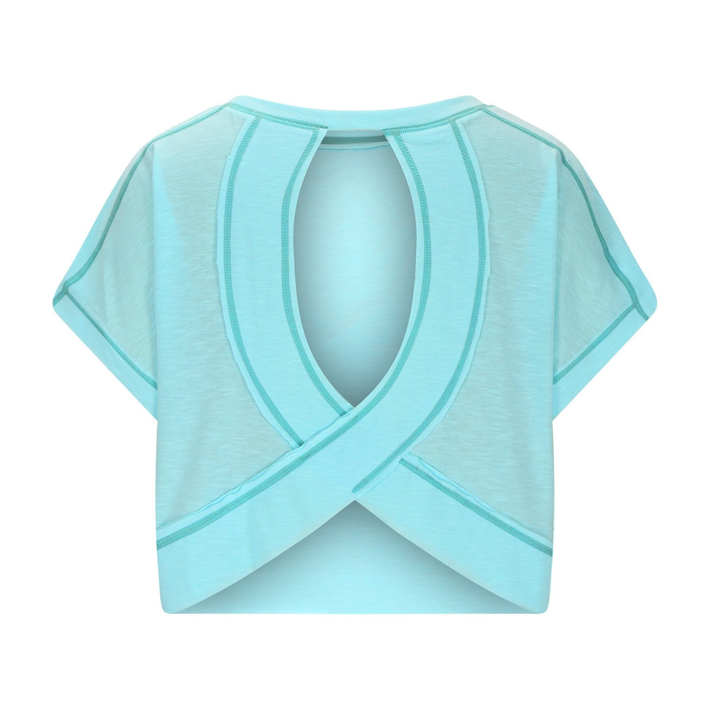 Women's Open Back Crop Top - Oversized Stretch Tee for Yoga & Street