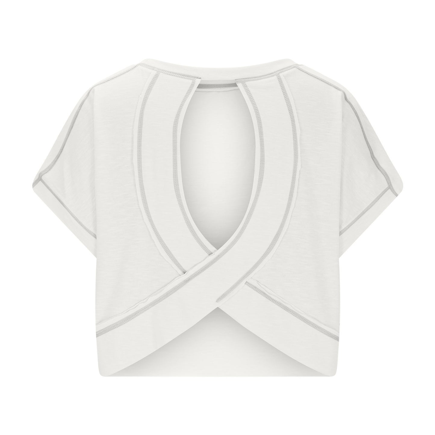 Women's Open Back Crop Top - Oversized Stretch Tee for Yoga & Street