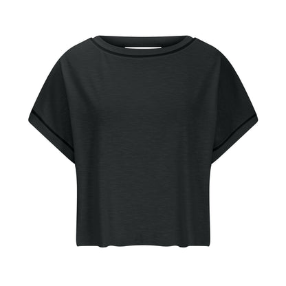 Women's Open Back Crop Top - Oversized Stretch Tee for Yoga & Street