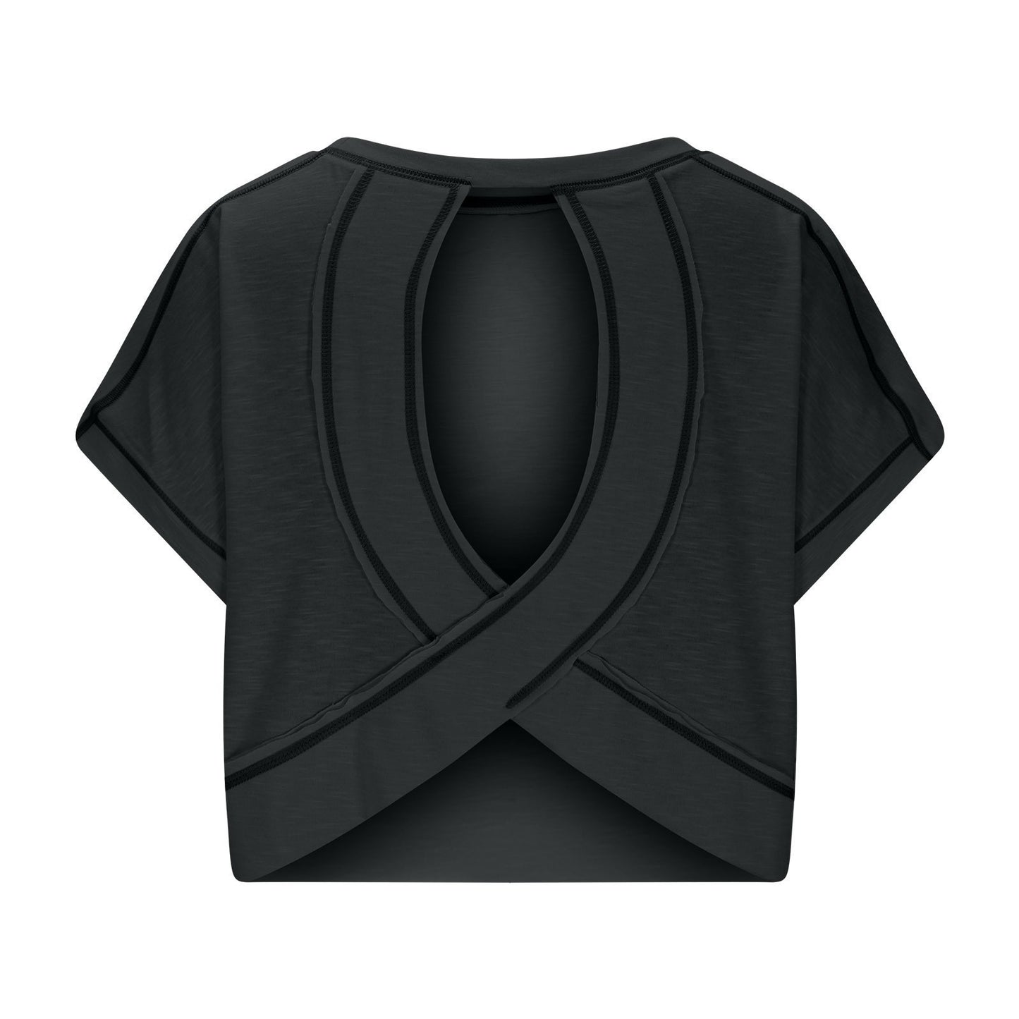 Women's Open Back Crop Top - Oversized Stretch Tee for Yoga & Street