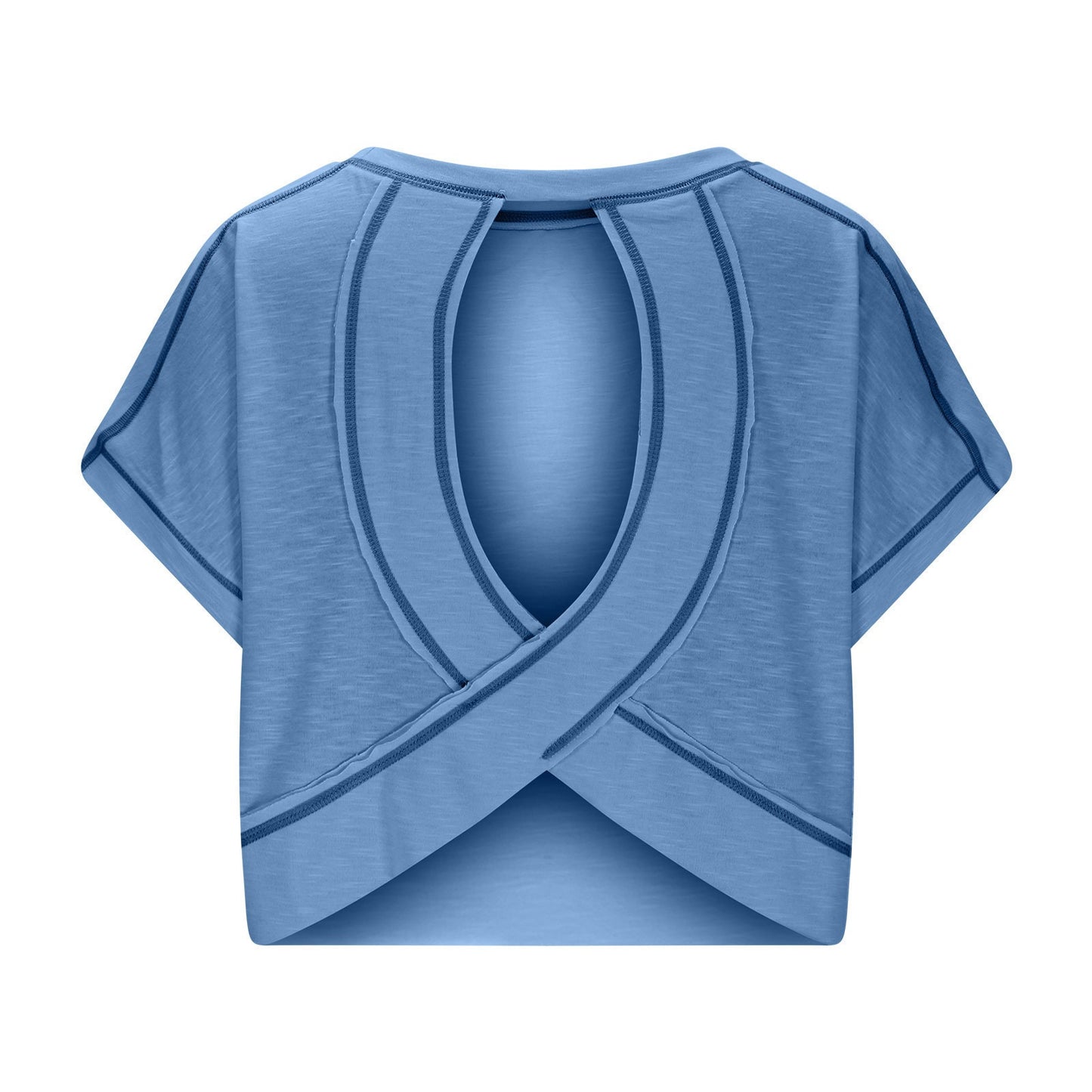 Women's Open Back Crop Top - Oversized Stretch Tee for Yoga & Street