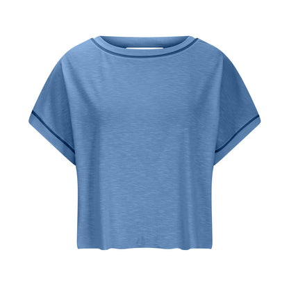 Women's Open Back Crop Top - Oversized Stretch Tee for Yoga & Street