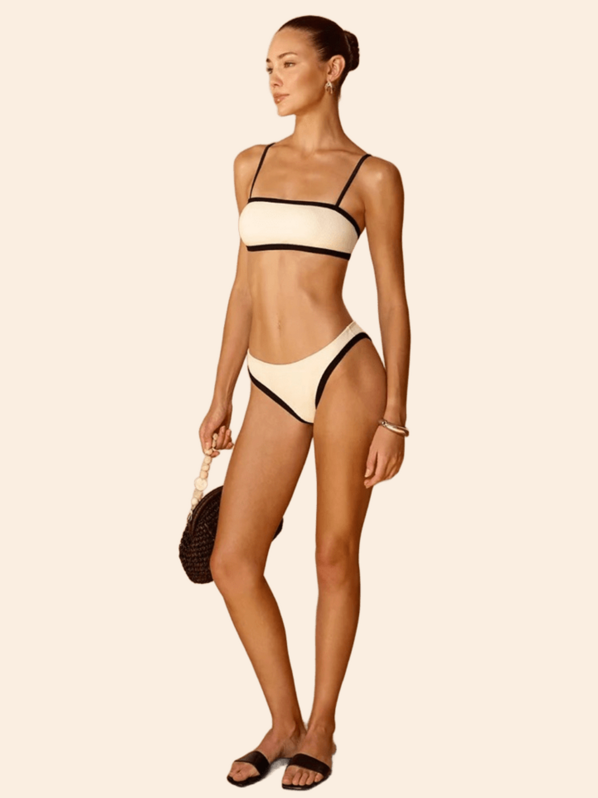 The Isla Ribbed Contrast-Trim Bikini Set