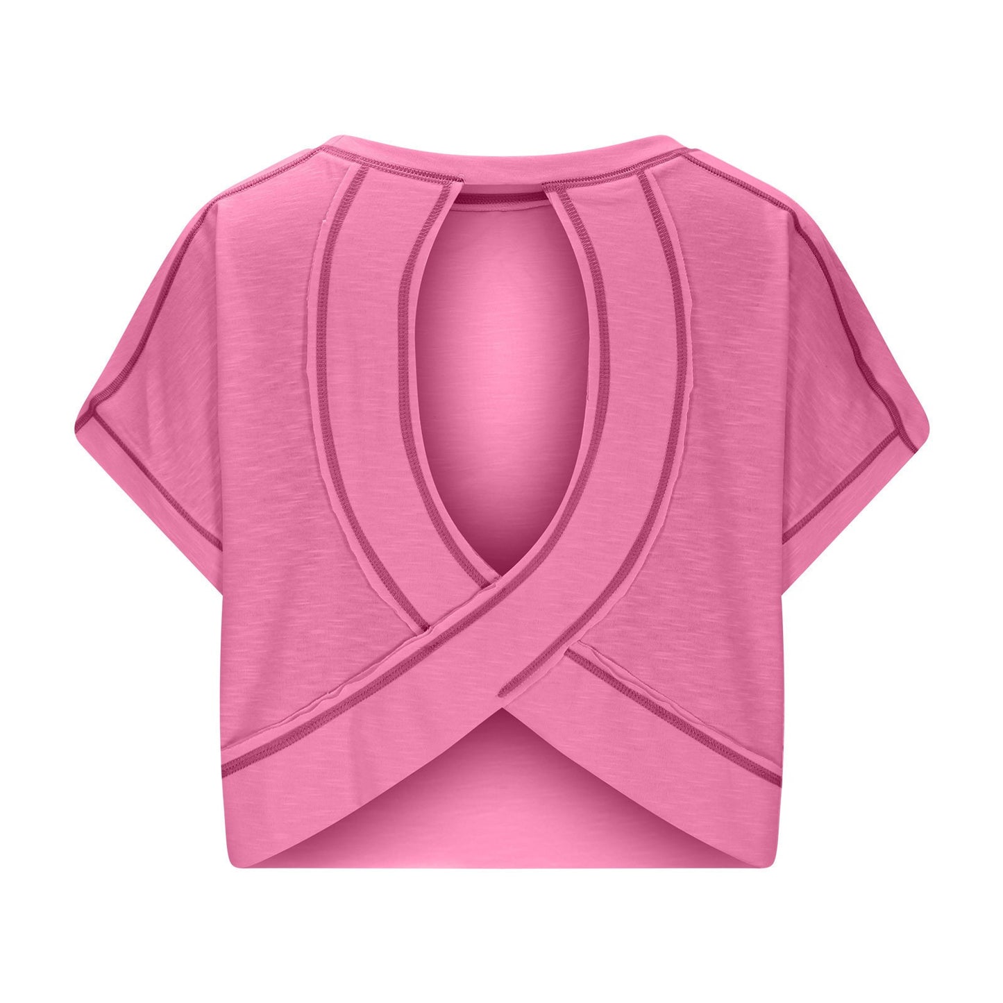 Women's Open Back Crop Top - Oversized Stretch Tee for Yoga & Street