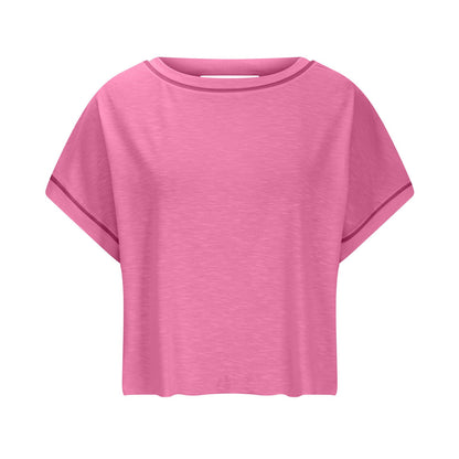 Women's Open Back Crop Top - Oversized Stretch Tee for Yoga & Street