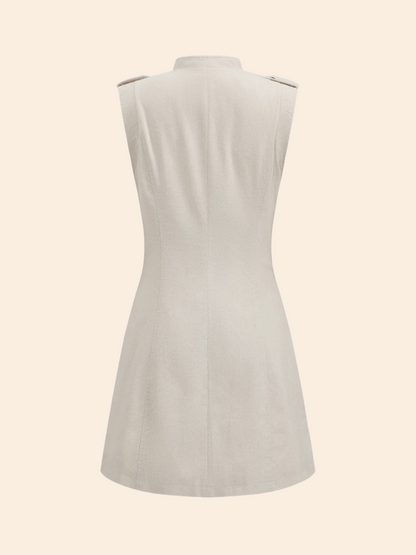 The Amara Napoleon-Style Cotton-Linen Mini Dress