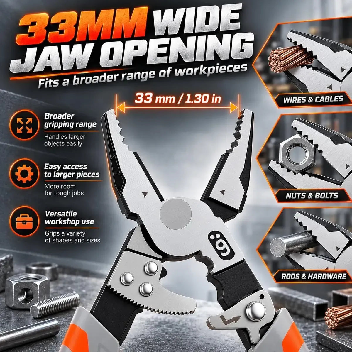 9-Inch Self-Locking Ratchet Pliers – Heavy-Duty Wire Cutters