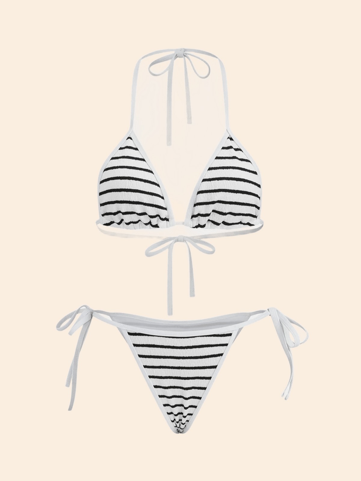 The Siena Textured-Stripe Triangle Bikini Set