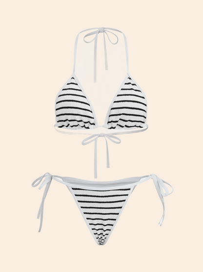 The Siena Textured-Stripe Triangle Bikini Set