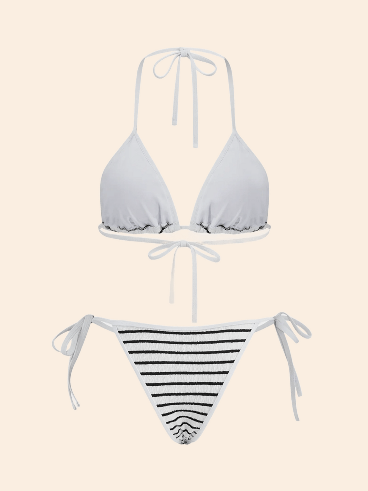 The Siena Textured-Stripe Triangle Bikini Set