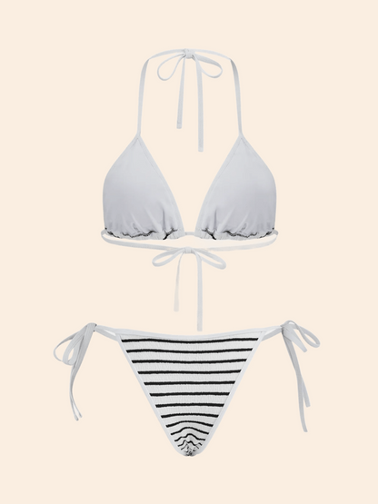 The Siena Textured-Stripe Triangle Bikini Set