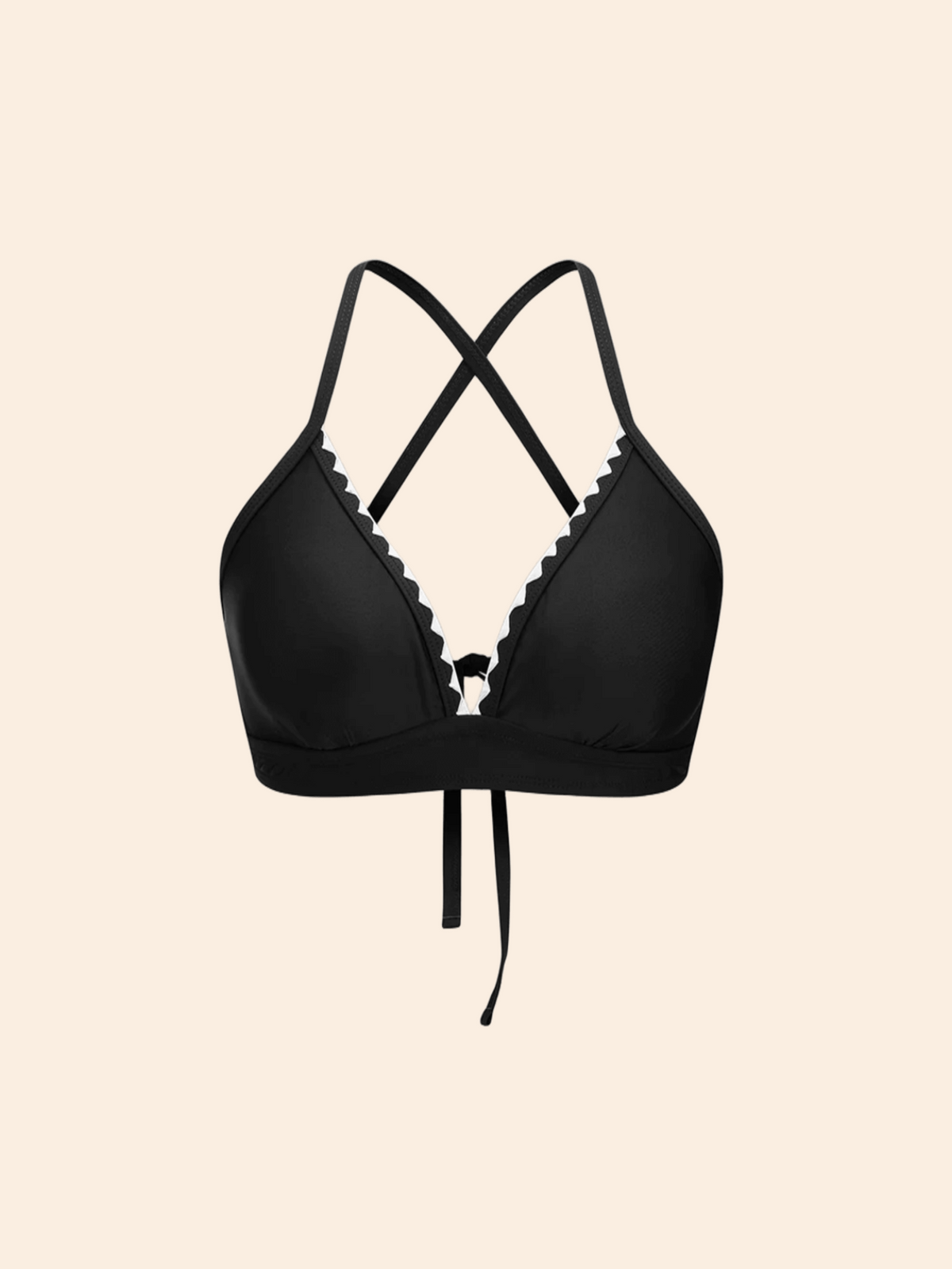 The Maris Contrast Scalloped-Trim Halter Bikini Set