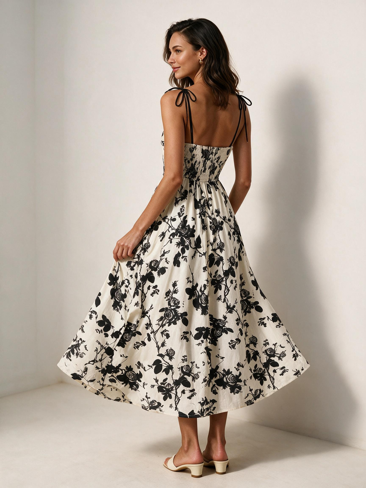 Floral Tie-Shoulder Cami Dress – Summer Sleeveless Sundress