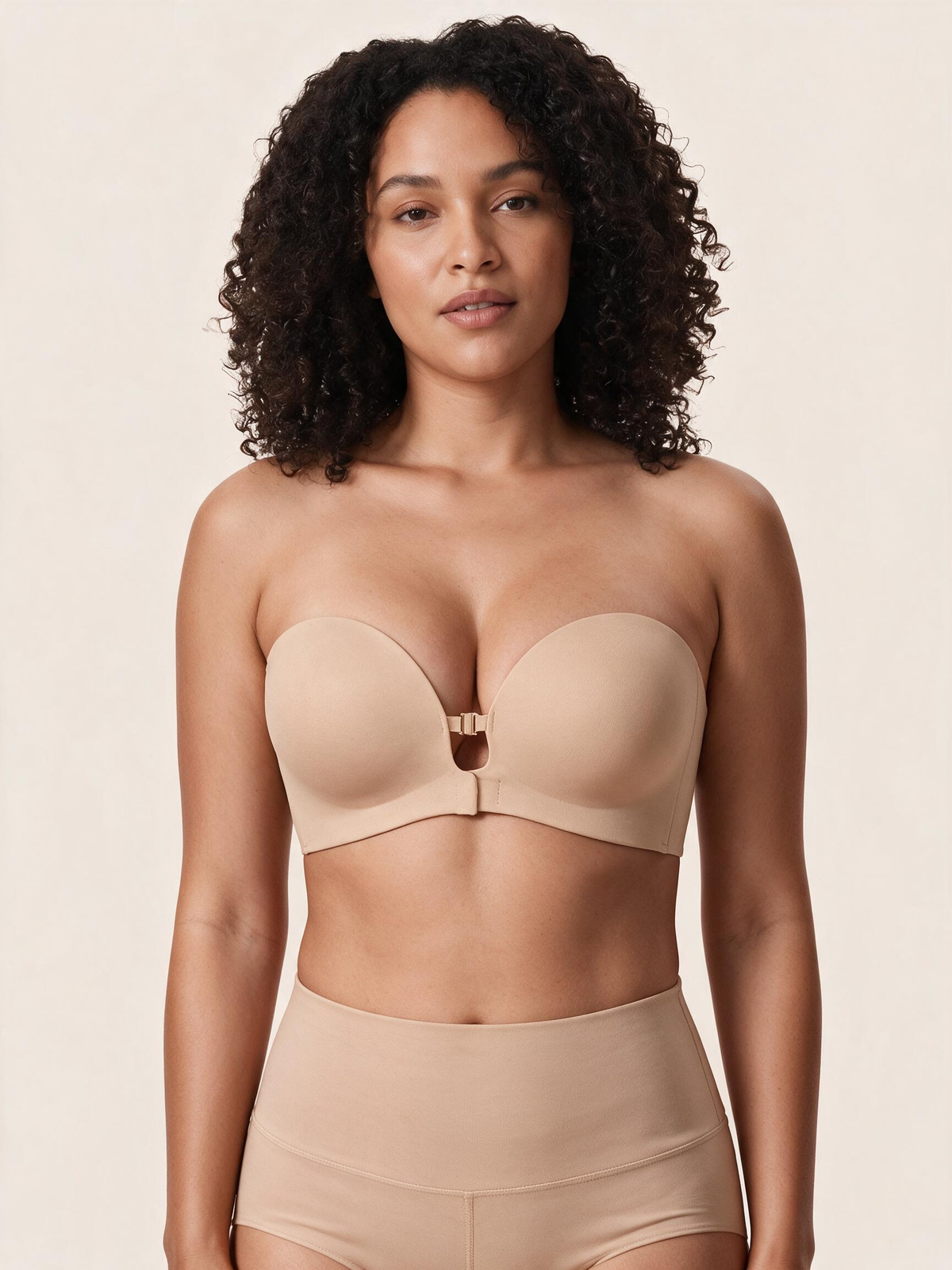 Strapless Front-Closure Push-Up Bra – Anti-Slip Grip, Seamless, A-C Cup