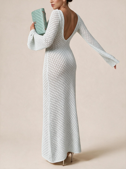 The Elodie Long-Sleeve Open-Back Maxi Cover-Up Dress