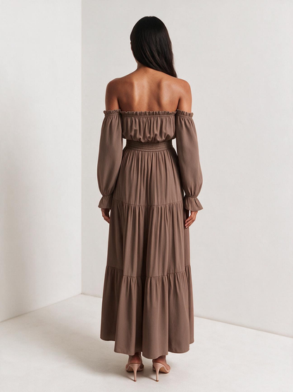 Boho Off Shoulder Split Maxi Dress