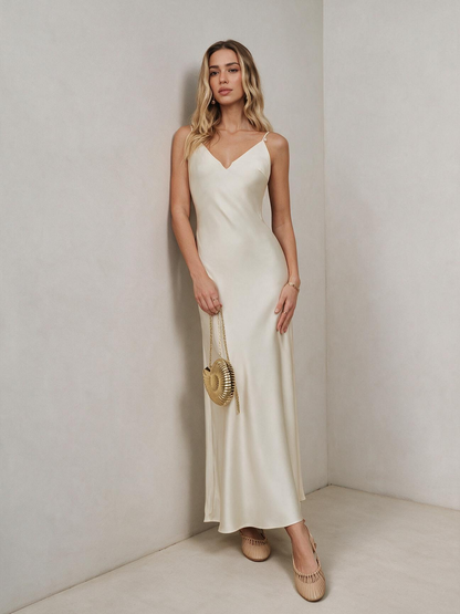 The Mira Satin Backless Slip Dress