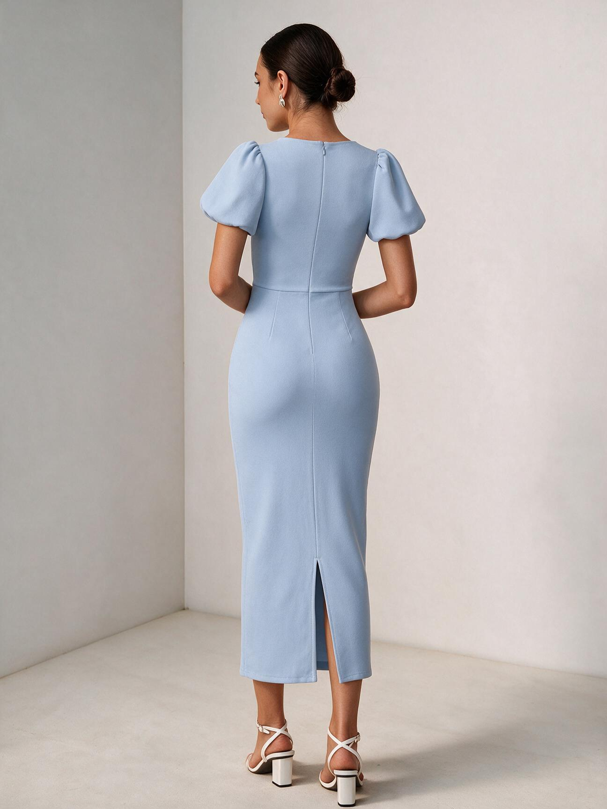 The Estelle Short-Sleeve Fitted Midi Dress