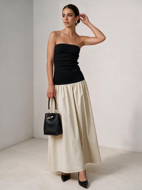 The Alora Contrast-Color Tube Maxi Dress