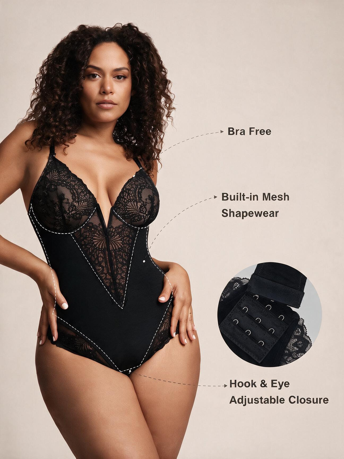 The Forma Deep-V Lace Sculpt Bodysuit