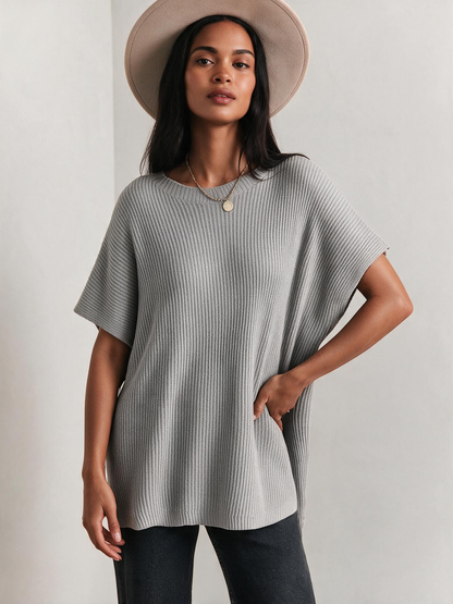 The Liora Crewneck Short-Sleeve Knit Tunic