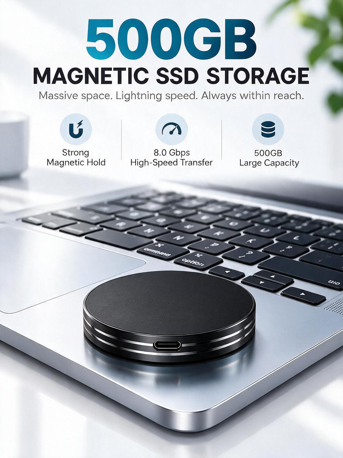 Magnetic Portable SSD – 4K External Storage Drive