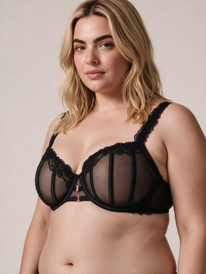 The Mila Lace-Trim Mesh Underwire Bra