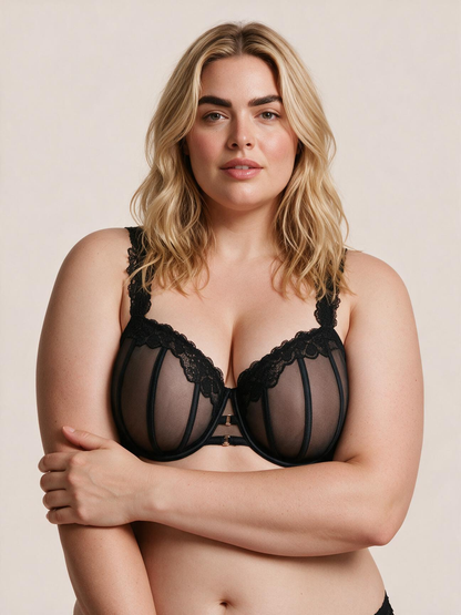 The Mila Lace-Trim Mesh Underwire Bra