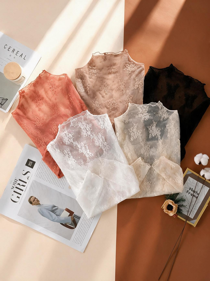 The Seraphine Lace Mesh Long Sleeve Top
