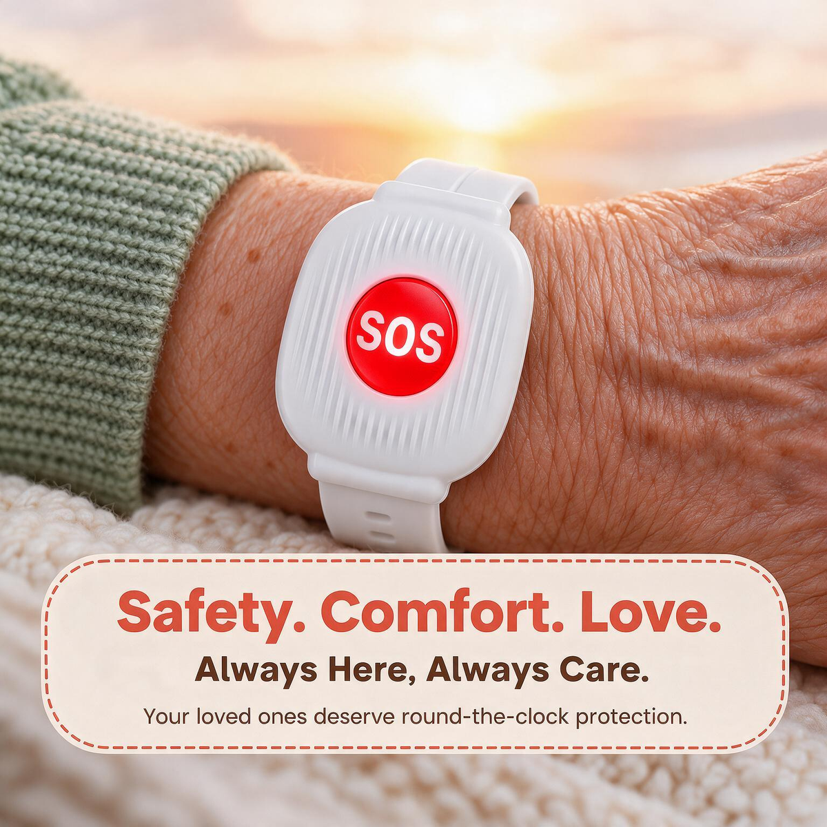 SOS Emergency Alert Bracelet for Seniors – Instant Panic Button with App Notification