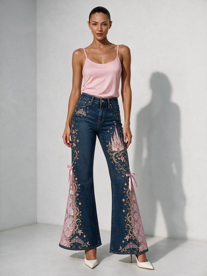 The Roselle Lace Flare Jeans