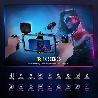 Magnetic RGB LED Camera Light – 18 Effects, CRI 96+