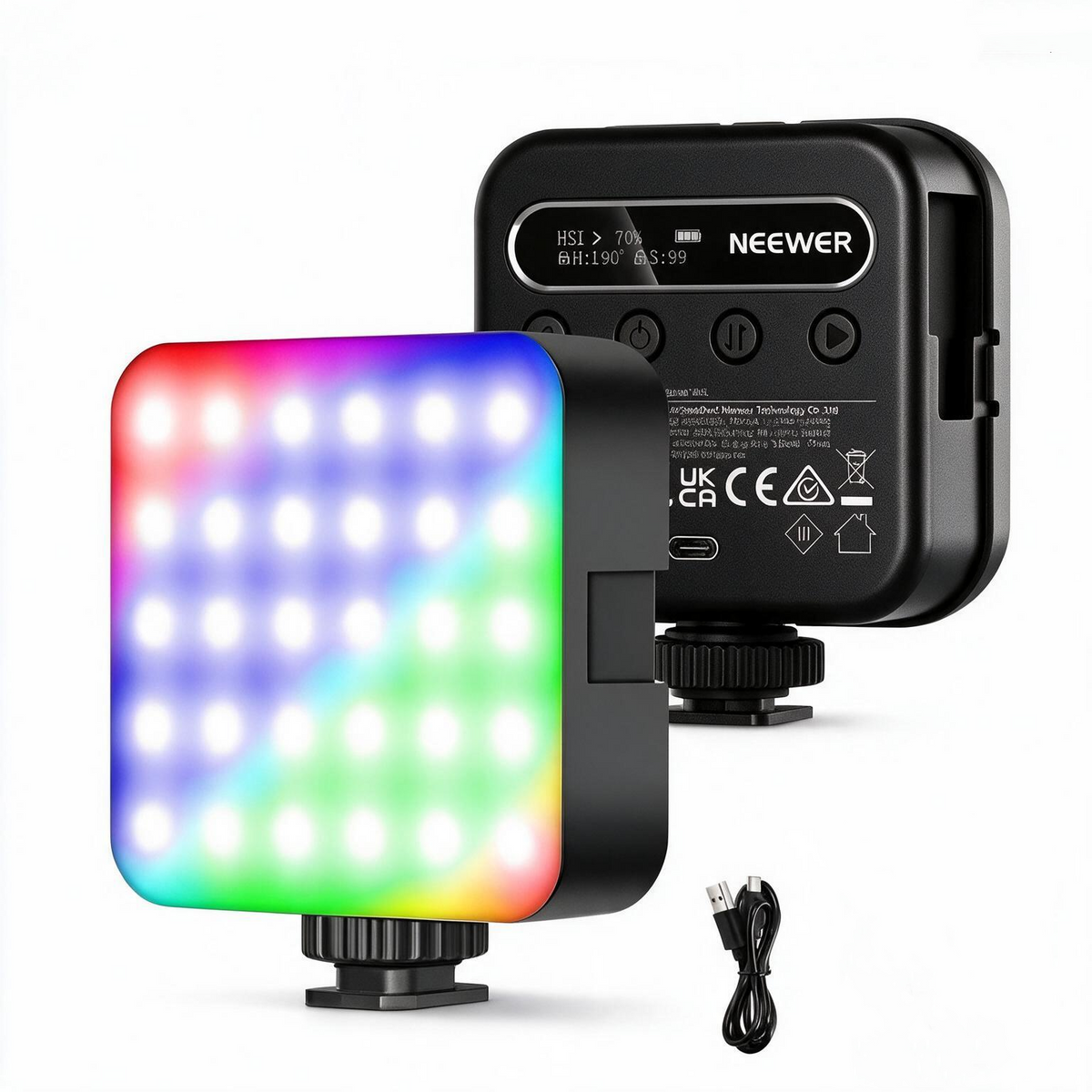 Magnetic RGB LED Camera Light – 18 Effects, CRI 96+