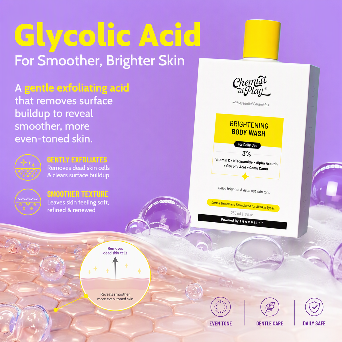 Vitamin C Brightening Body Wash with Glycolic Acid & Niacinamide