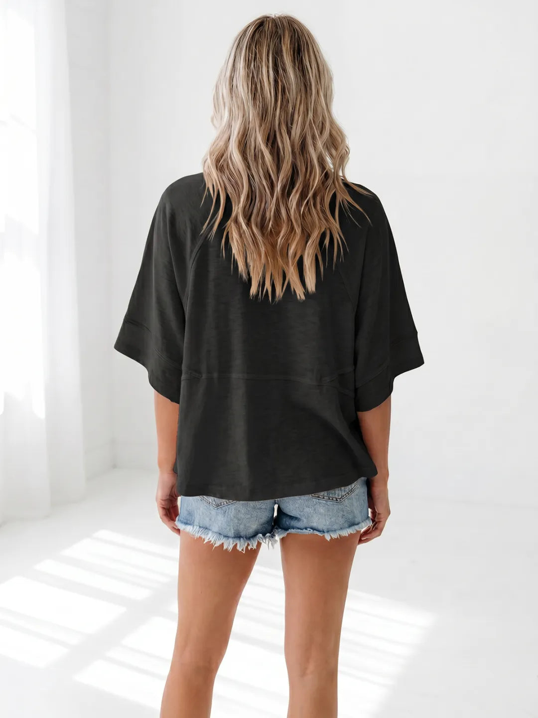 Women's Summer Casual T-Shirts Loose Fit Crewneck 3/4 Sleeve Tops