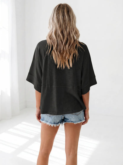 Women's Summer Casual T-Shirts Loose Fit Crewneck 3/4 Sleeve Tops
