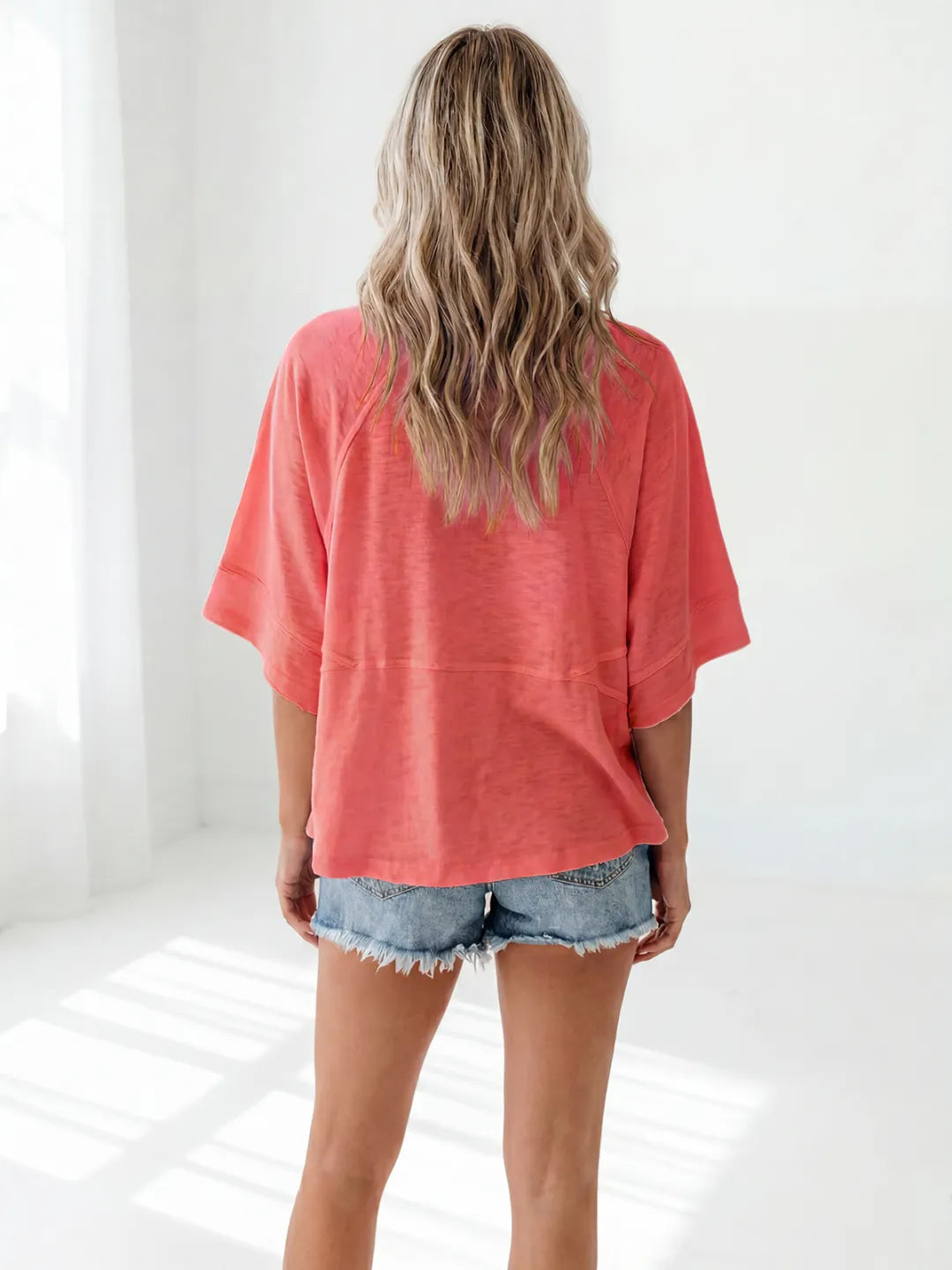 Women's Summer Casual T-Shirts Loose Fit Crewneck 3/4 Sleeve Tops