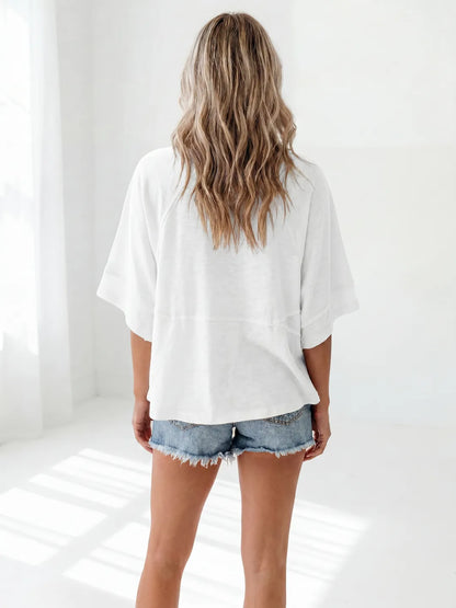 Women's Summer Casual T-Shirts Loose Fit Crewneck 3/4 Sleeve Tops