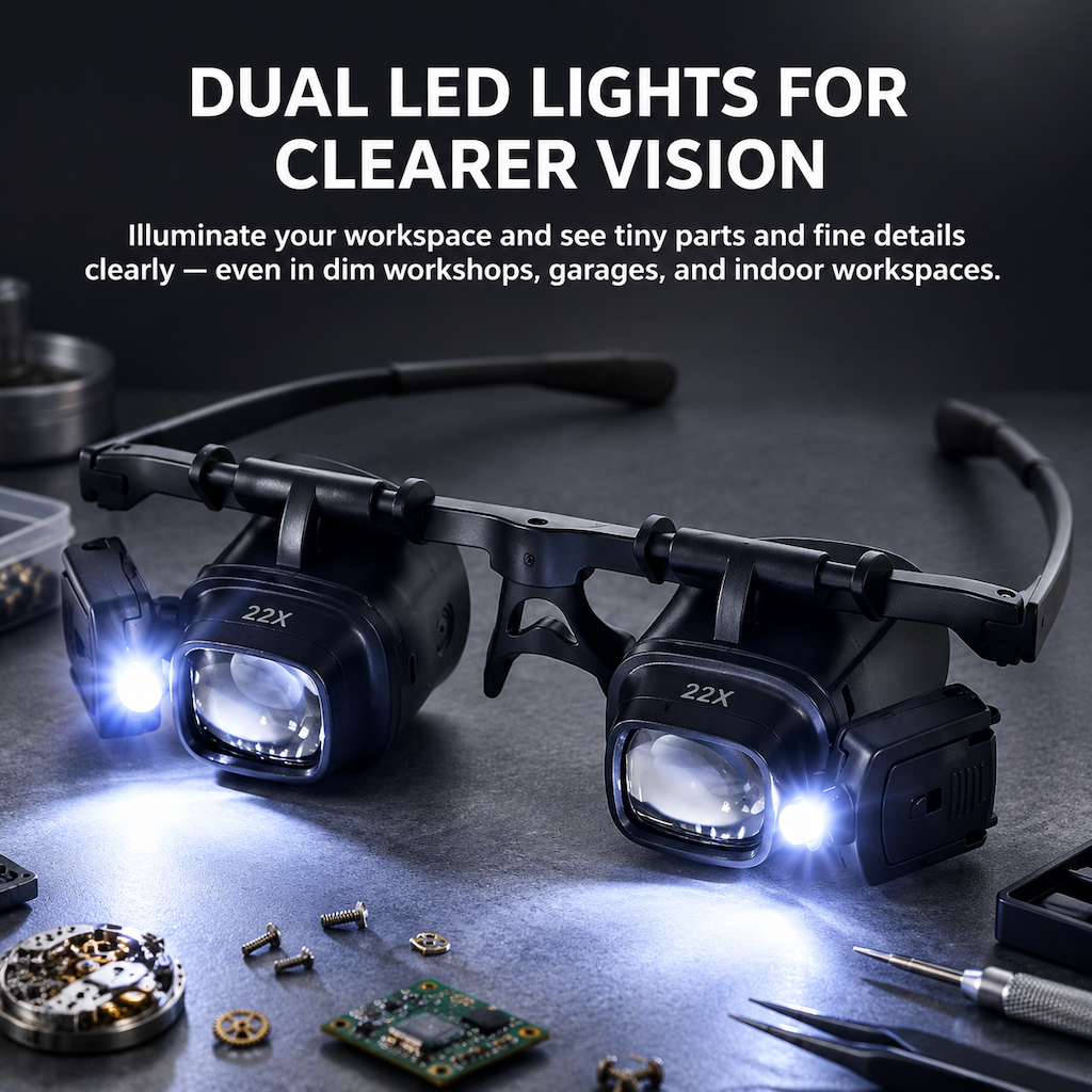 LED Head Mount Magnifier with Adjustable Magnification